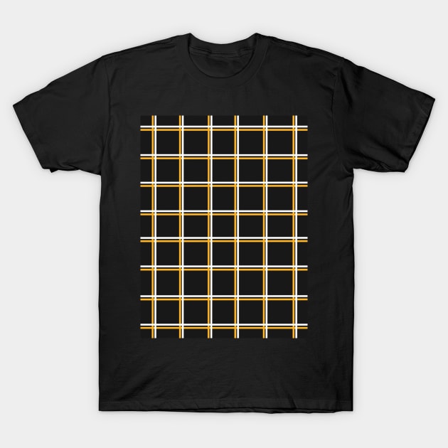 Black with Mustard Yellow Square Grid T-Shirt by OneThreeSix